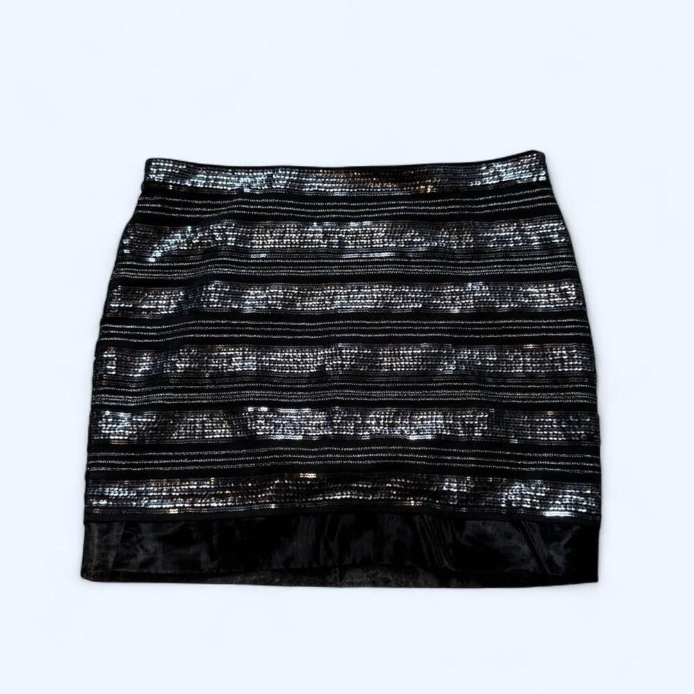 Express Women's Black Sequin Embroidered Mini Skirt